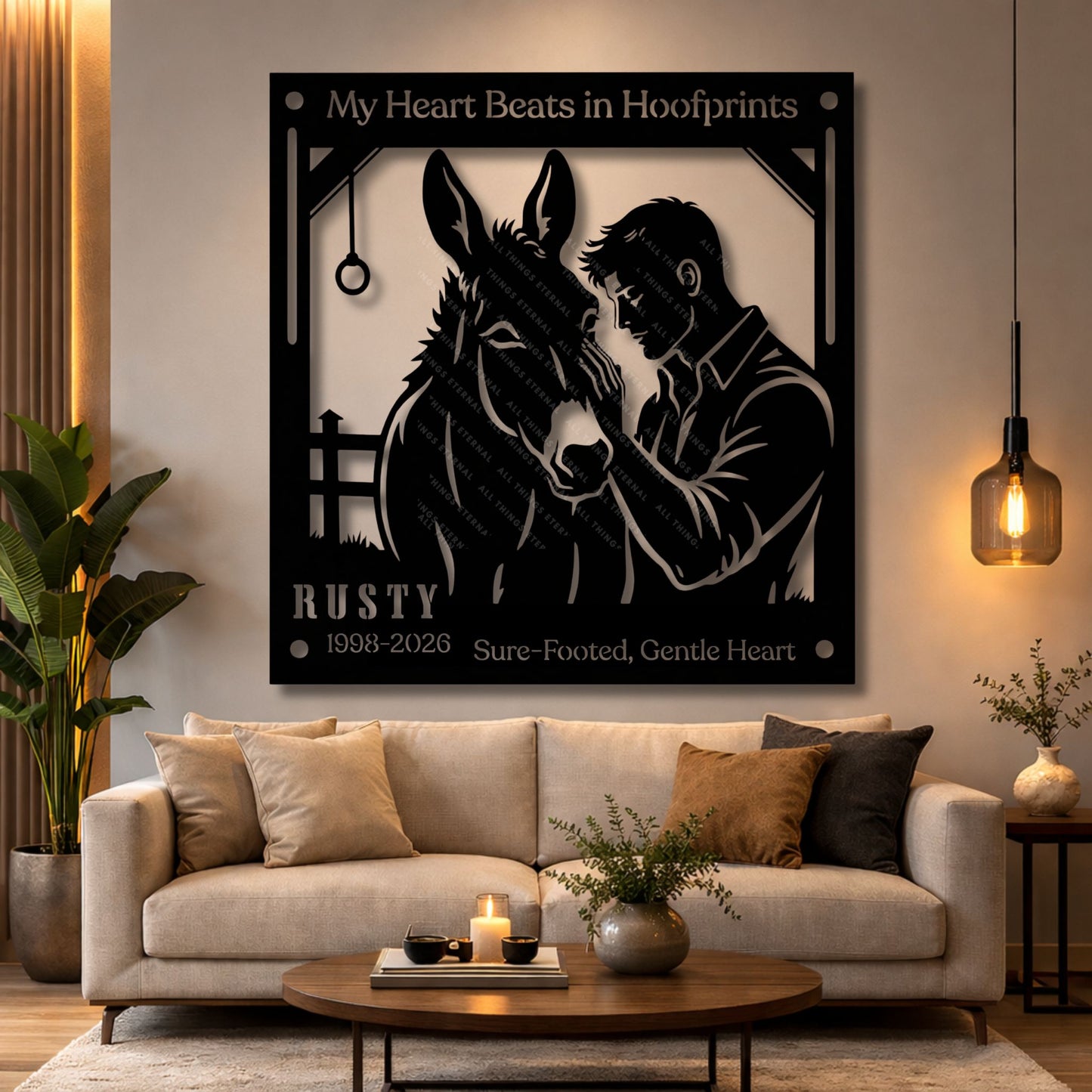 Personalized Mule Memorial Metal Sign – My Heart Beats in Hoofprints