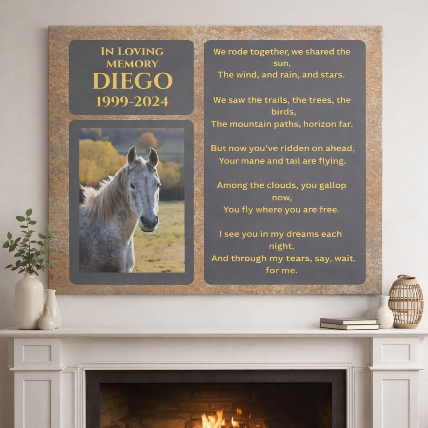 Personalized Horse Memorial Canvas Wall Art – Custom Photo & Name Tribute