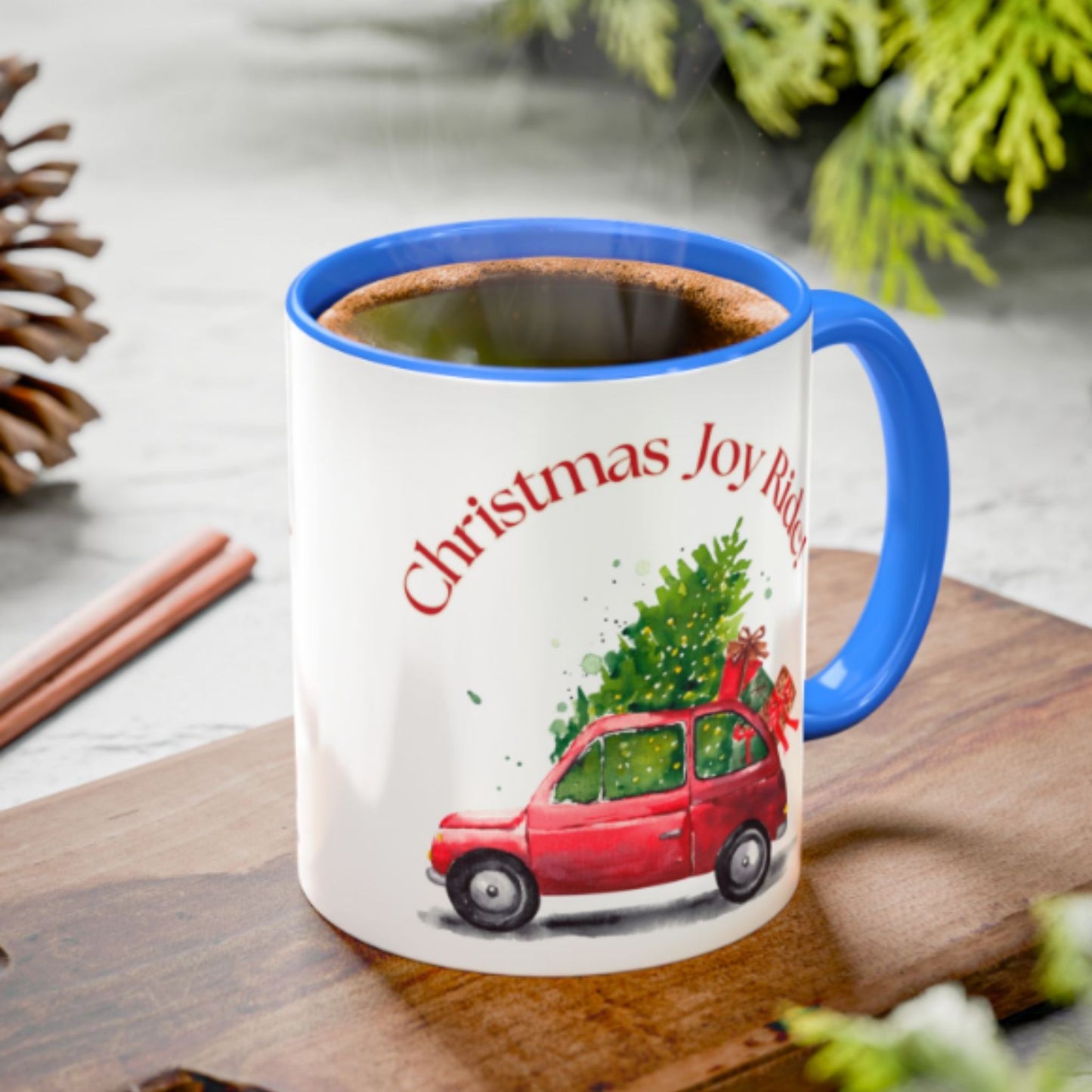 Christmas Joy Ride Mug | Festive Santa Two-Tone Coffee Cup