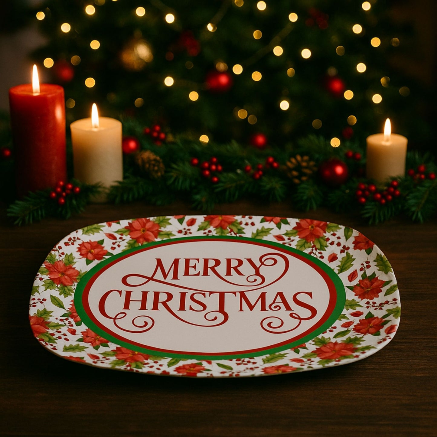 Merry Christmas Serving Tray – Festive Holiday Platter