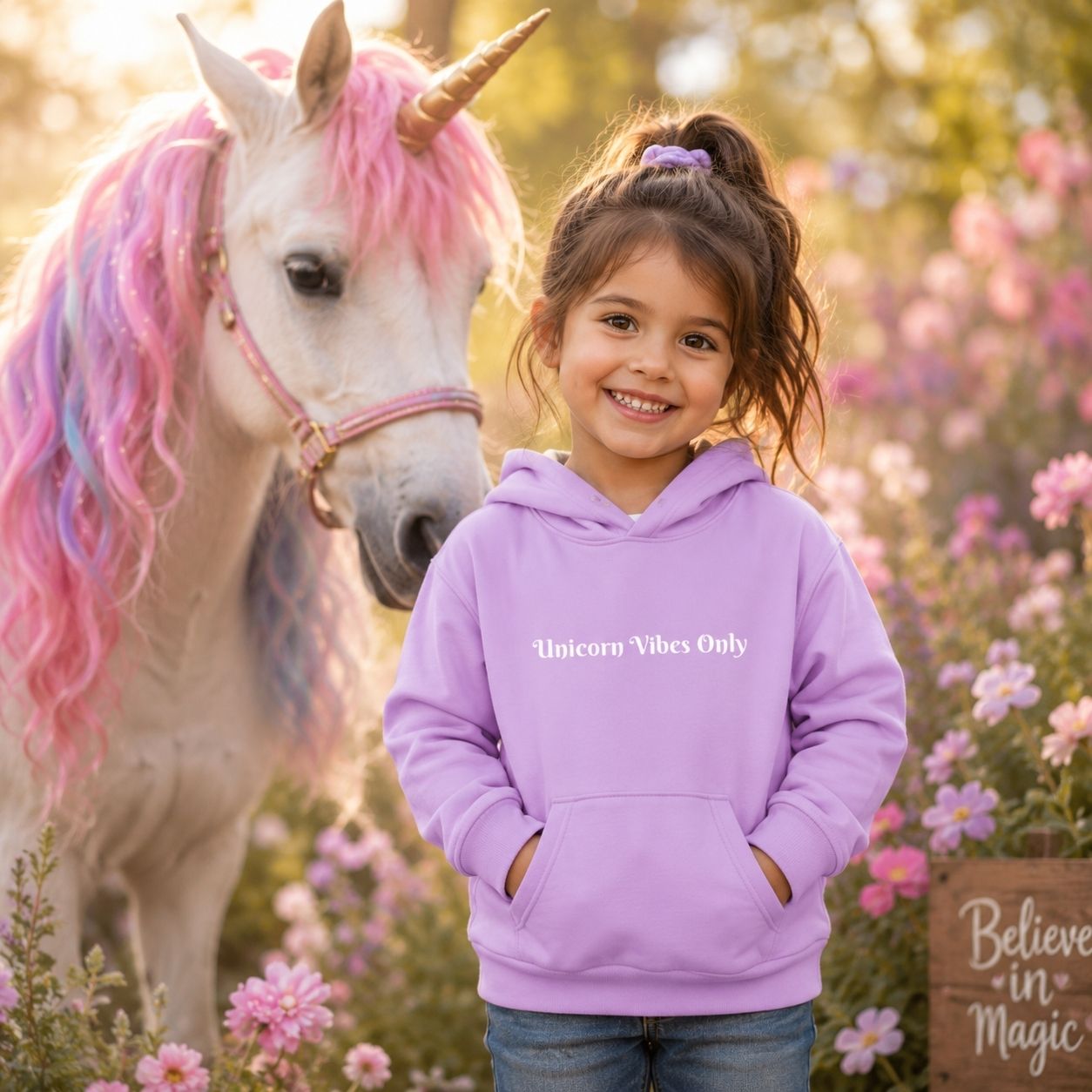 Kids Unicorn Hoodie – Magical Rainbow Pullover Hoodie for Girls
