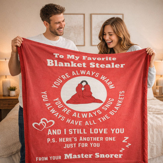 To My Favorite Blanket Stealer Woven Blanket – Funny Romantic Throw Gift for Couples