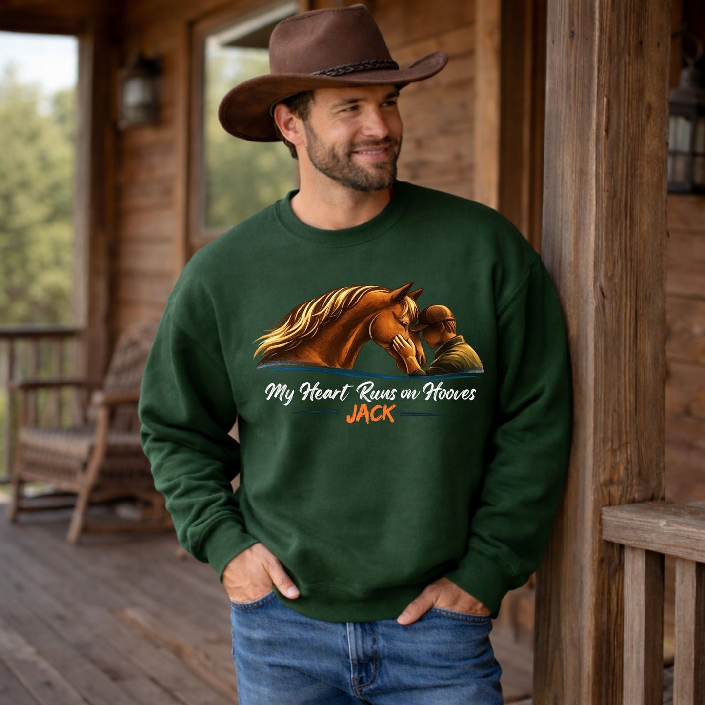 Personalized My Heart Runs on Hooves Sweatshirt for Men