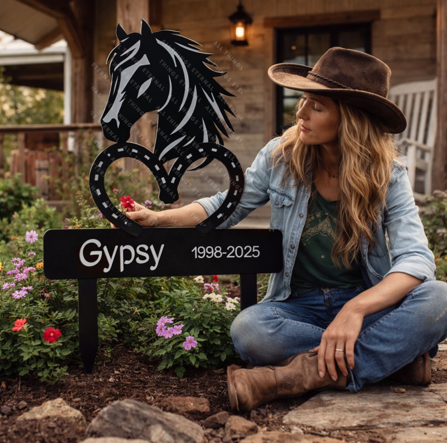Personalized Horse Memorial Metal Sign – Custom Equine Tribute with Name & Dates
