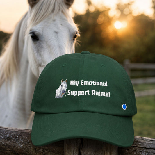 Dad Cap - 'My Emotional Support Animal ' Embroidered White Baseball Hat