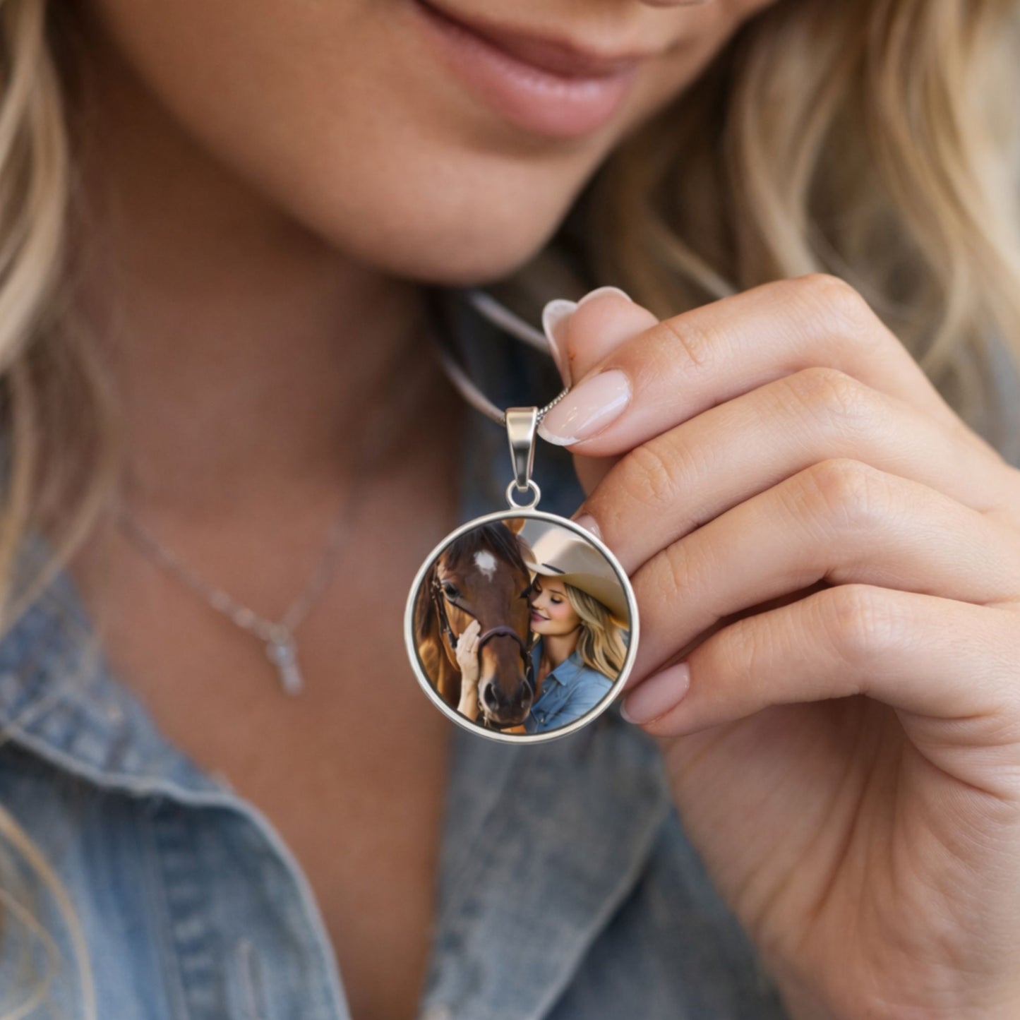 Personalized Horse Photo Necklace – Memorial Gift for Horses