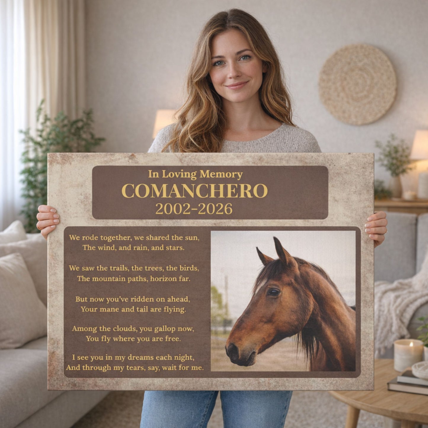 Custom Horse Memorial Canvas with Photo – Tribute Gifts Horse Lovers