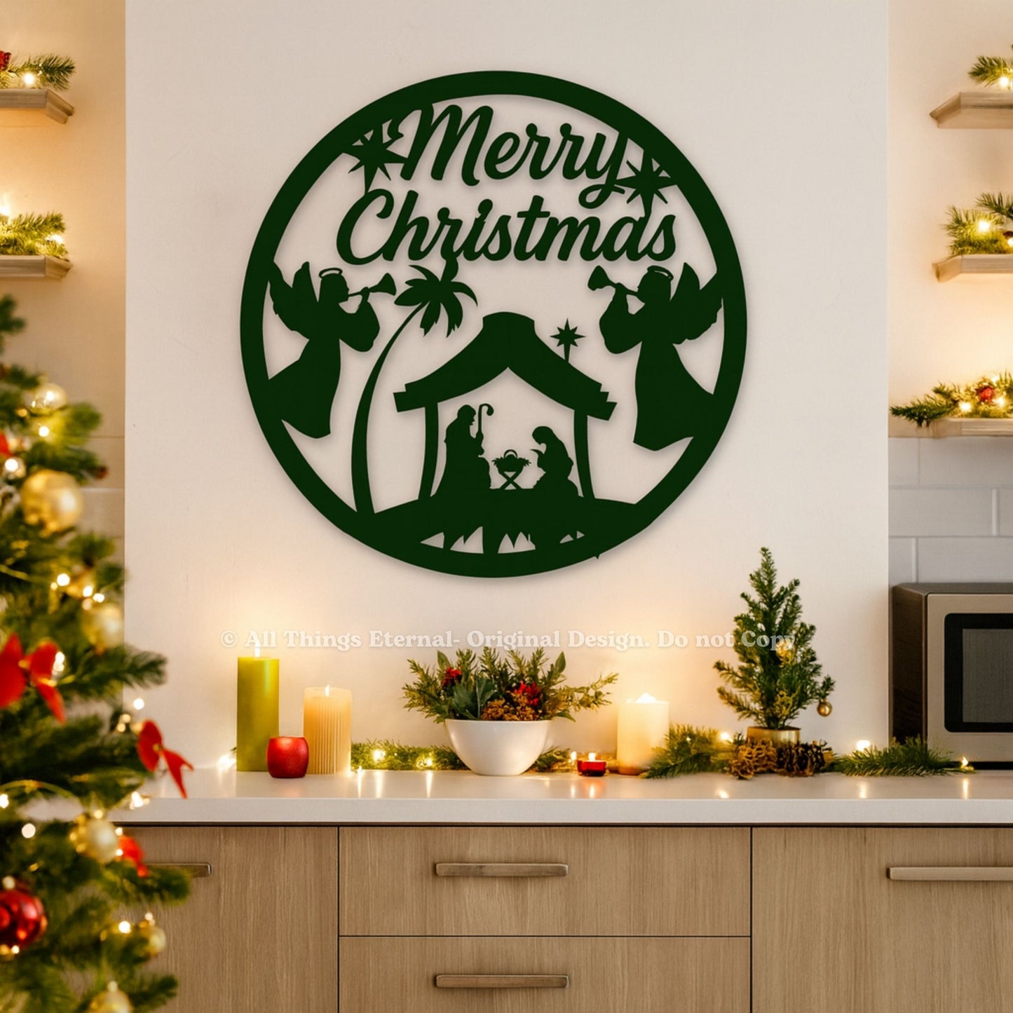 Personalized Merry Christmas Nativity Metal Sign | Custom Holiday Wall Décor