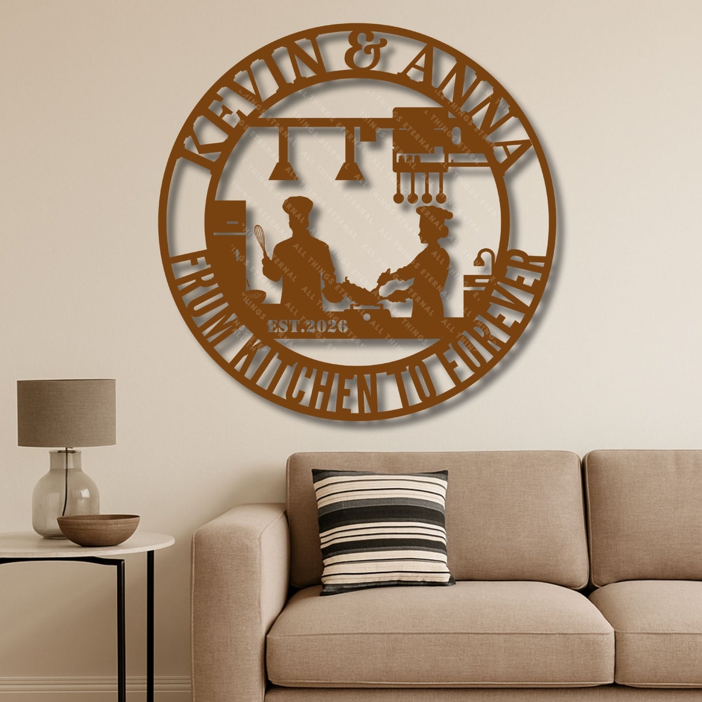 Chef Couple Metal Wall Art – Personalized Wedding & Anniversary Gift