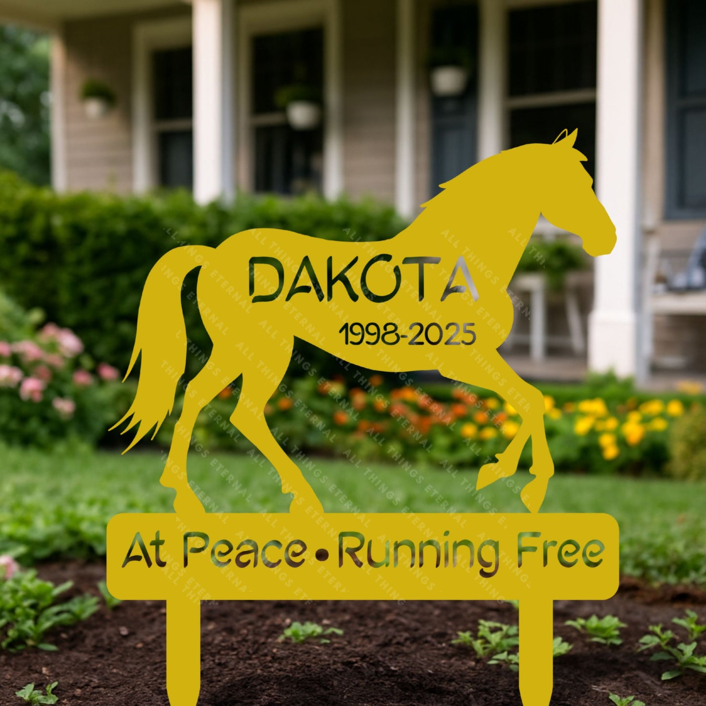 Custom Horse Memorial Garden Stake – Personalized Metal Grave Marker