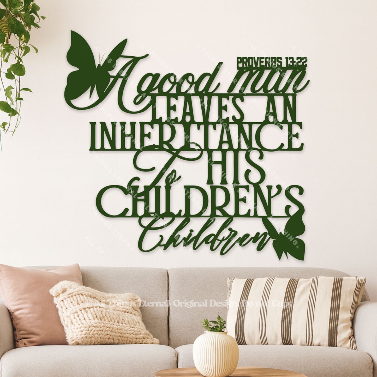 Proverbs 13:22 Metal Wall Art – Inspirational Christian Home Decor