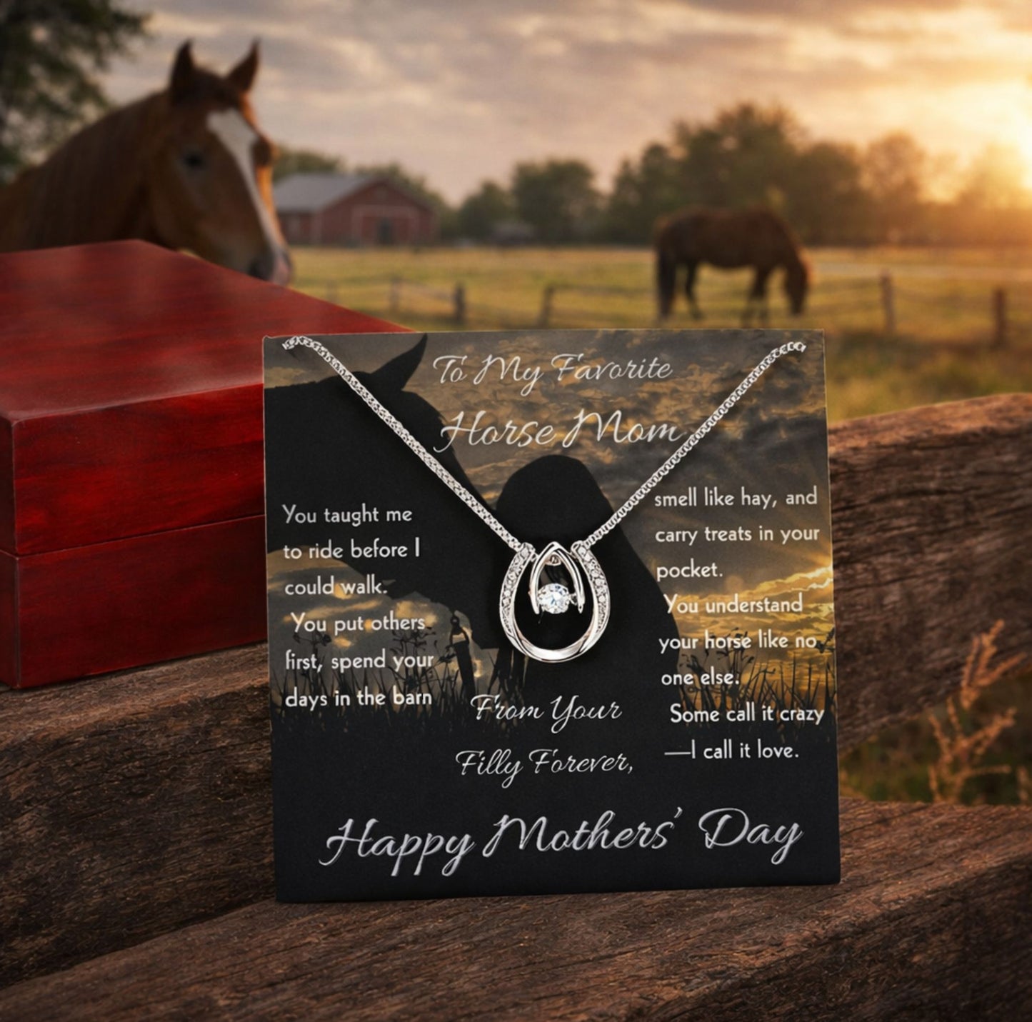 To My Favorite Horse Mom Necklace – Horse Lover Gift for Mom | Mother's Day Jewelry