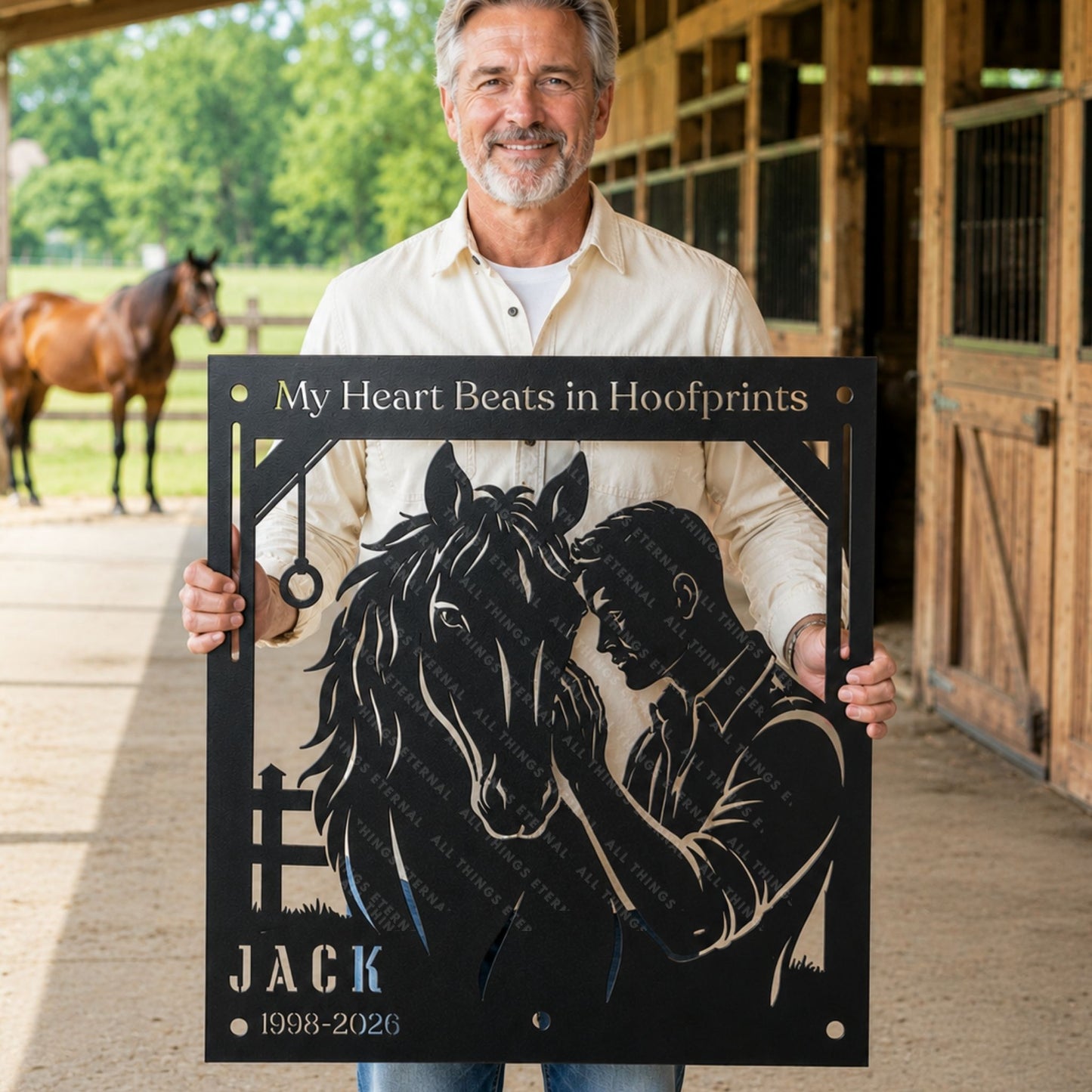 Personalized Horse Memorial Metal Sign – My Heart Beats in Hoofprints