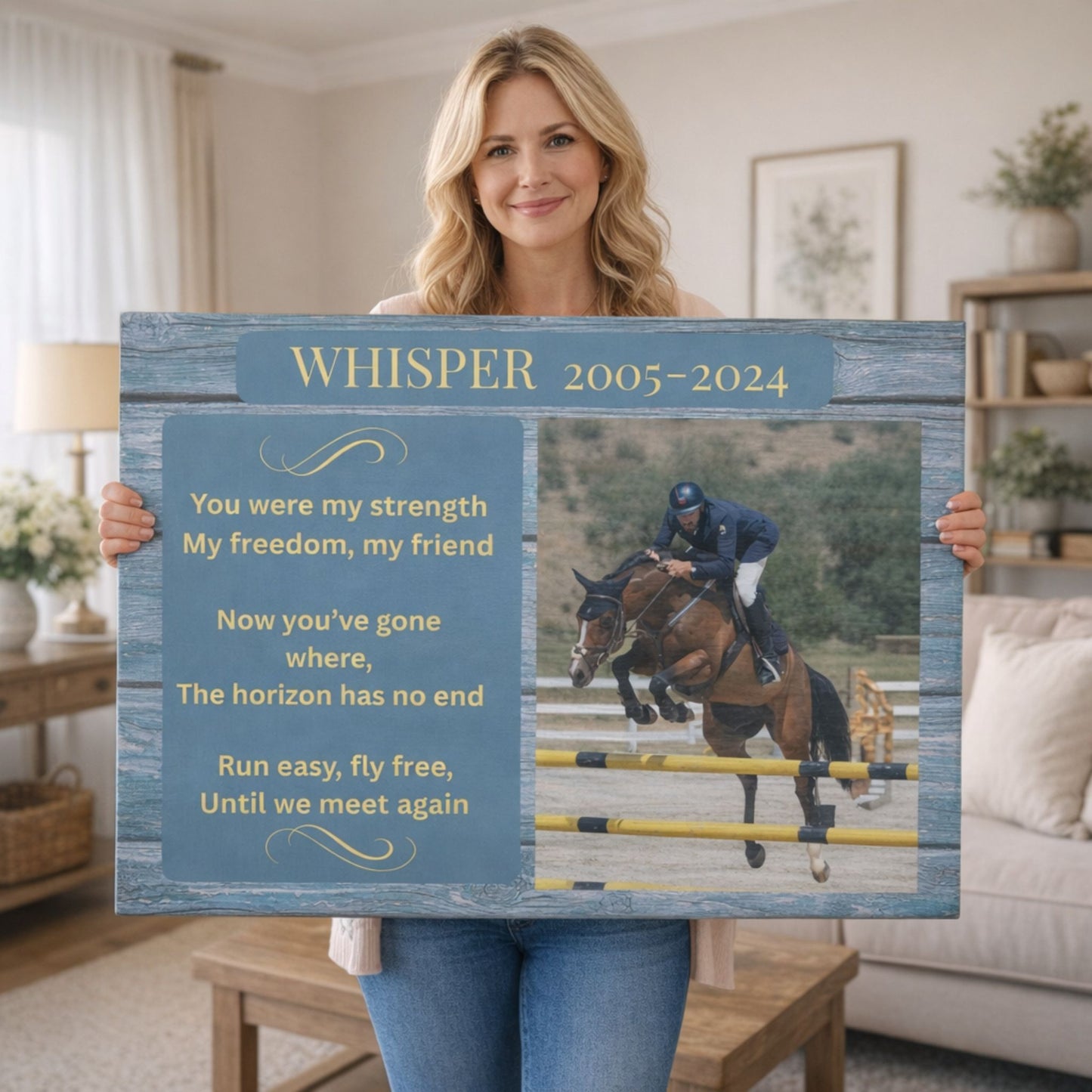 Custom Horse Memorial Canvas with Photo – Riding Companion Tribute Gifts