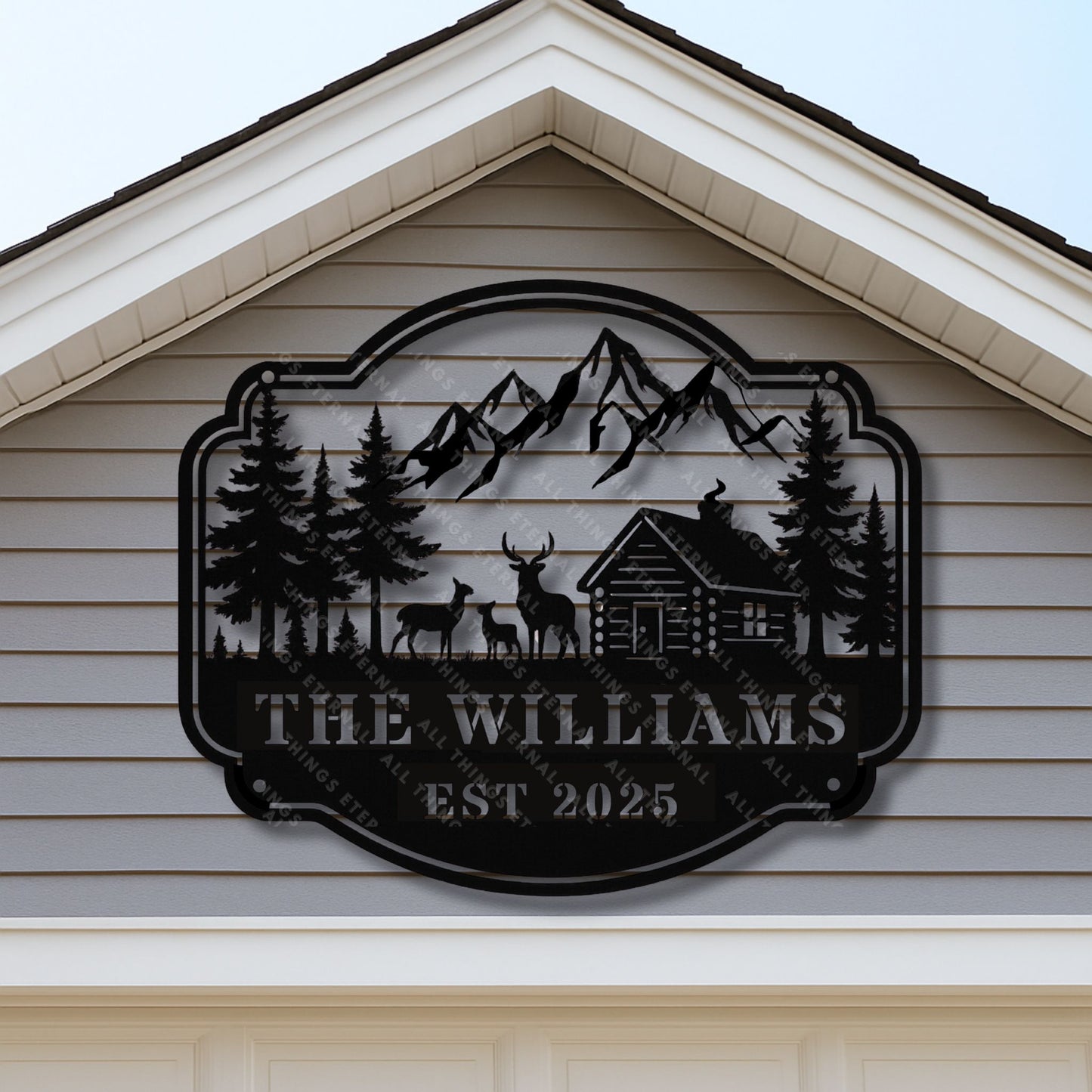 Custom Deer Family Metal Sign – Personalized Rustic Farmhouse Art