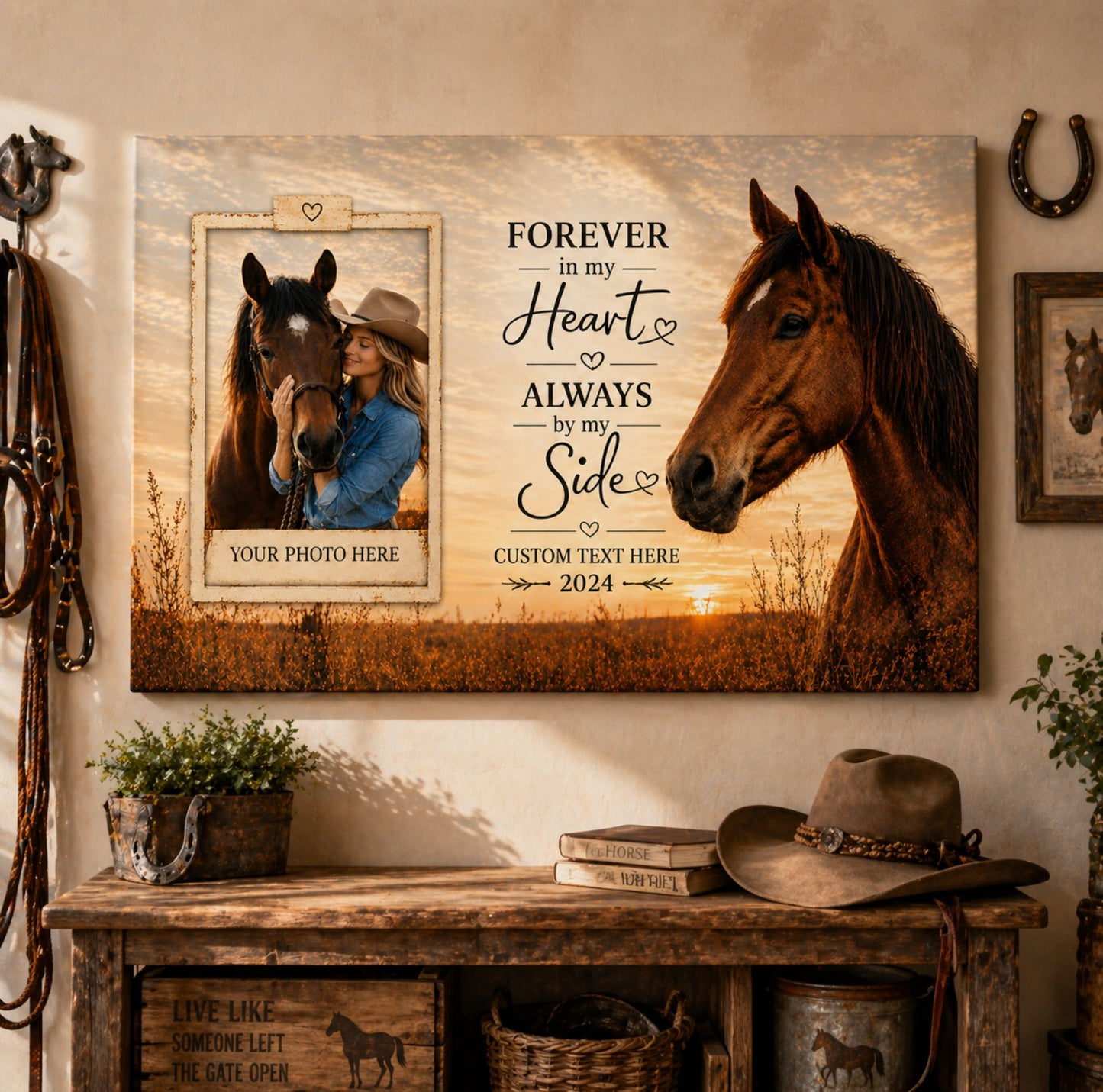 Personalized Horse Canvas Print Photo Gift for Horse Lovers
