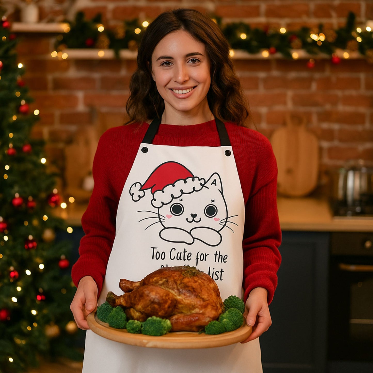 Too Cute Kitty Kat Apron – Funny Cat Cooking Apron, Christmas Gift