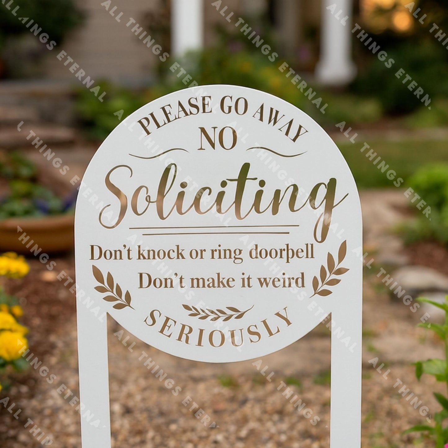 No Soliciting Metal Yard Sign – Modern Private Property Outdoor Decor