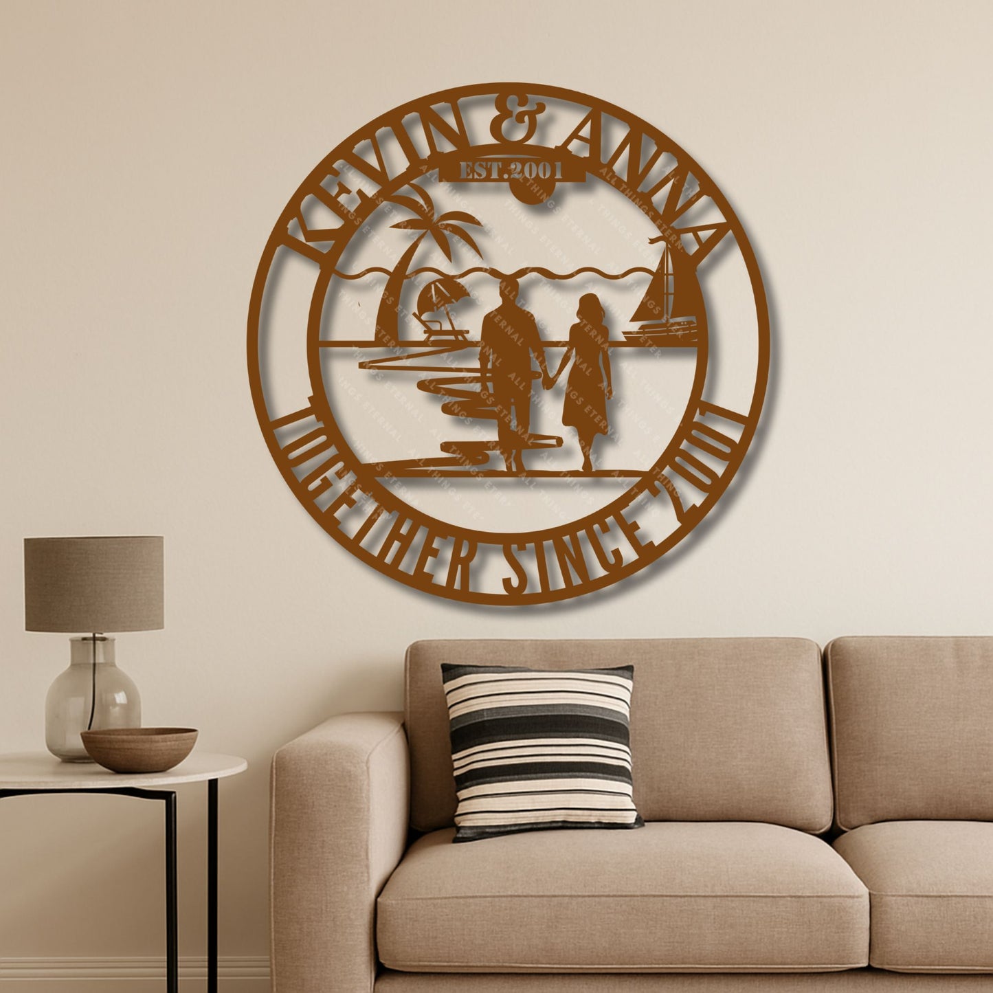 Custom Couple Anniversary Metal Sign | Personalized Monogram Wedding Gift