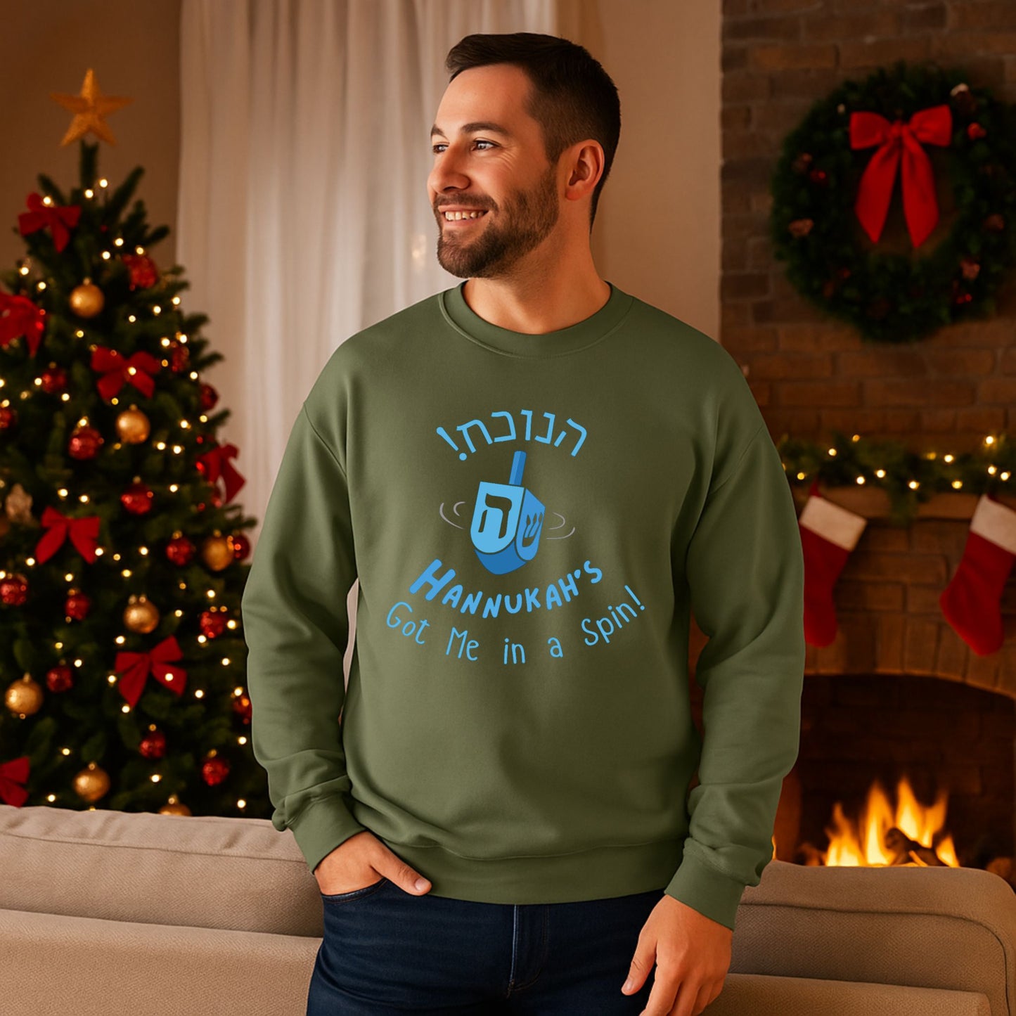 Funny Hanukkah Dreidel Sweatshirt | Got Me in a Spin Unisex Sweater