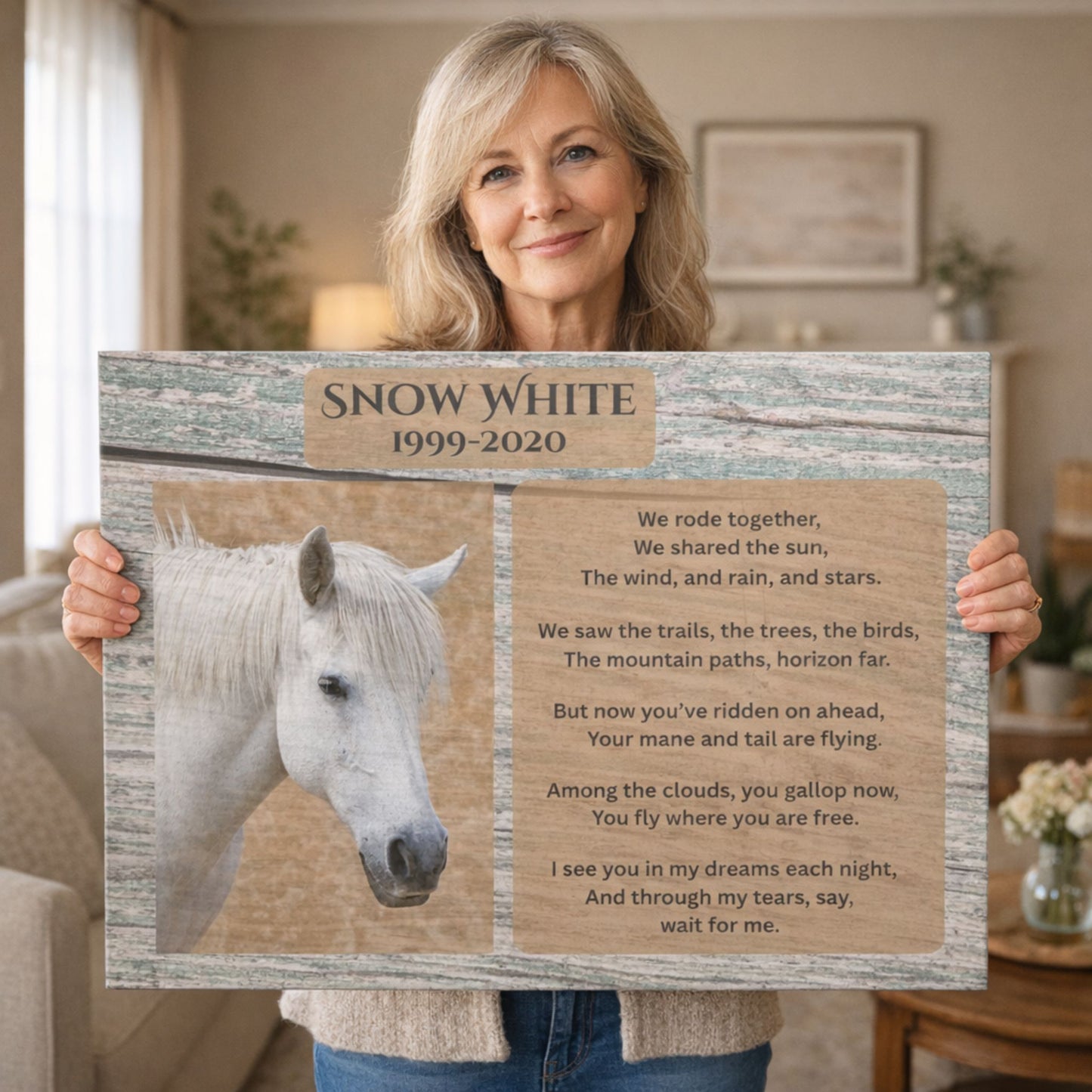 Personalized Horse Memorial Canvas with Photo – Riding Companion Tribute