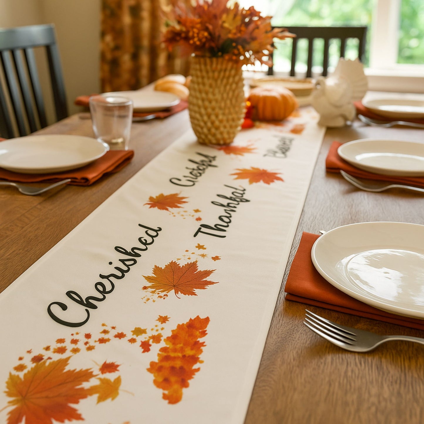 Autumn Blessings Table Runner | Fall & Thanksgiving Table Decor
