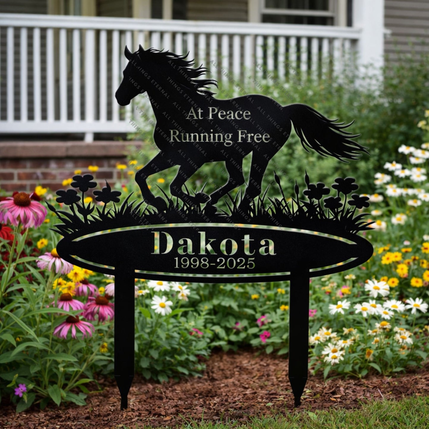 Personalized Horse Memorial Metal Garden Sign – Custom Name & Dates