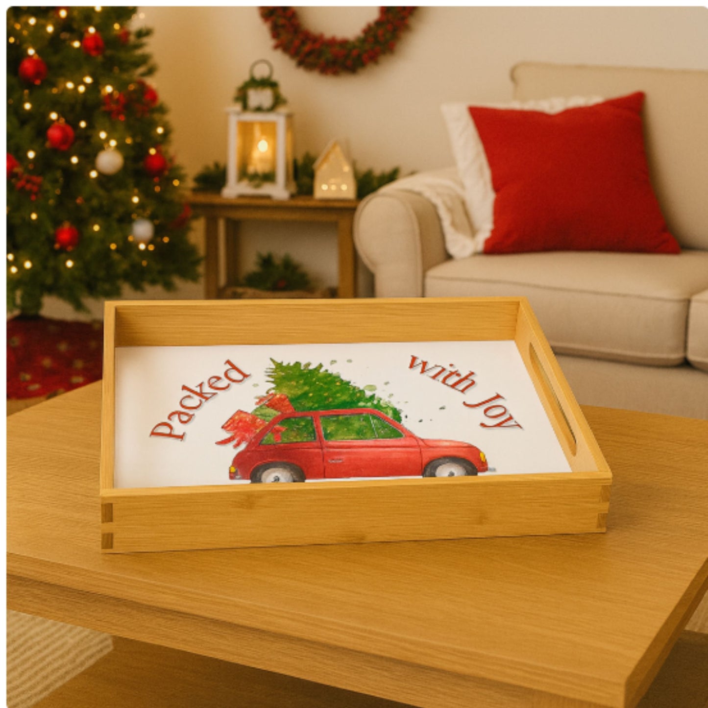 Espresso Black Christmas Serving Tray – Holiday Xmas Platter Decor