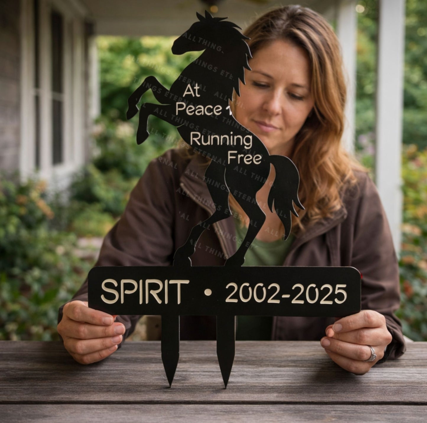 Personalized Horse Memorial Garden Stake – Custom Metal Yard Sign