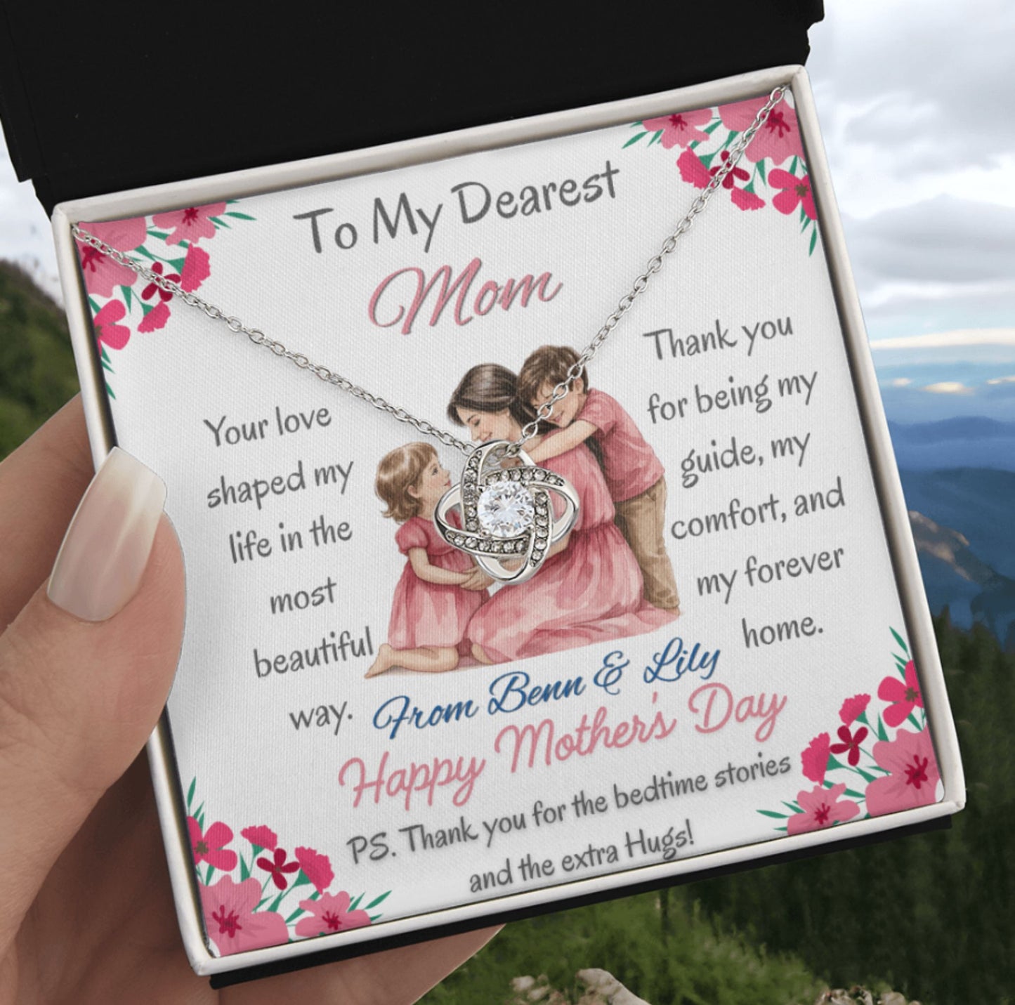 Personalized To My Dearest Mom Necklace with Message Card Mother's Day