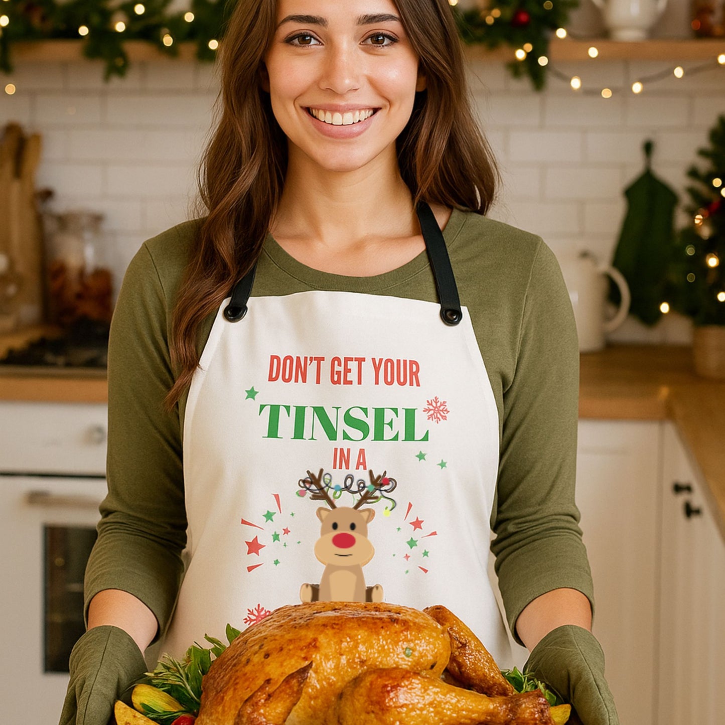 Don’t Get Your Tinsel in a Tangle Apron | Funny Christmas  Kitchen Gift