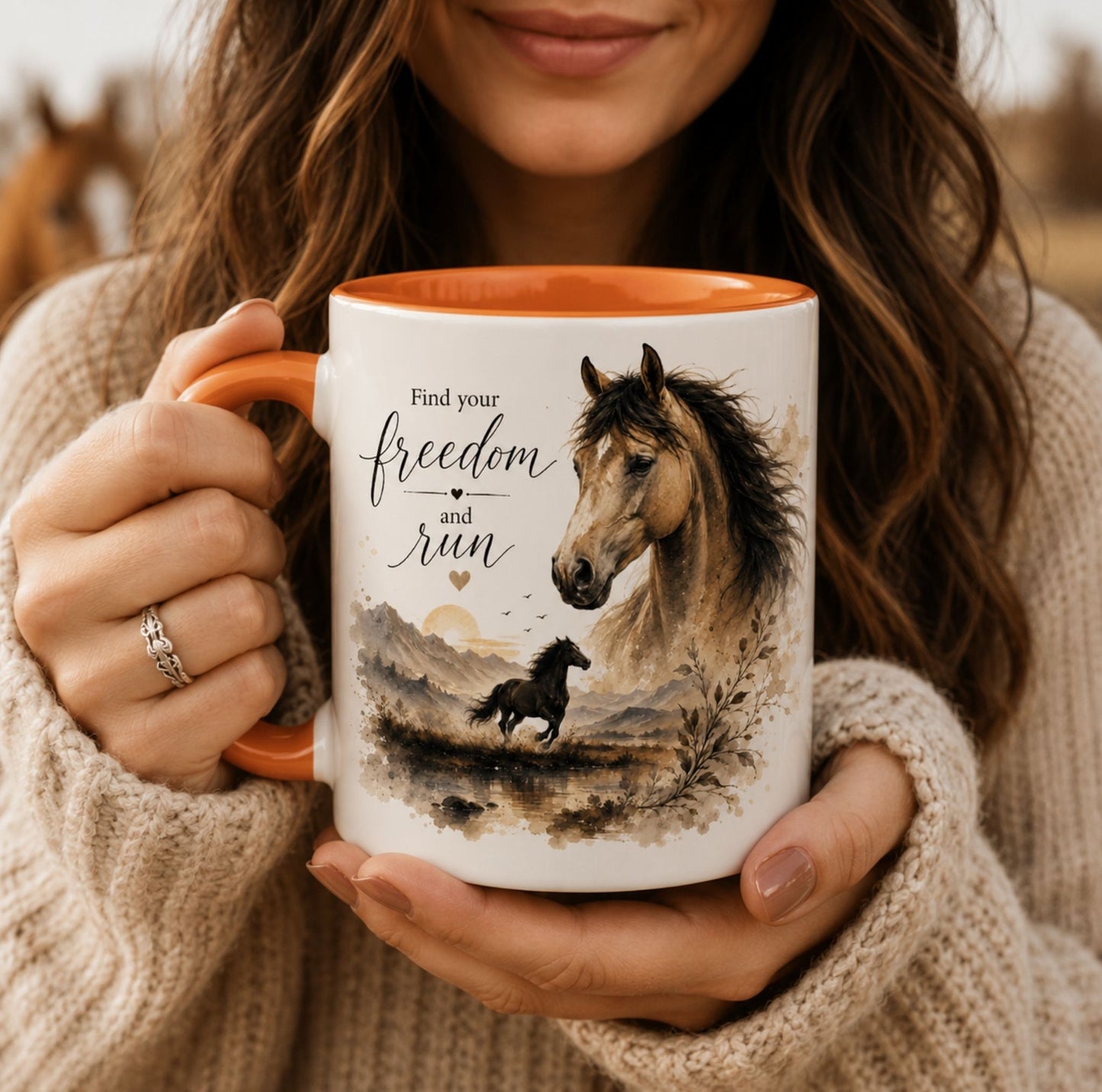 Find Your Freedom and Run Horse Mug – Equestrian Coffee Cup Gift