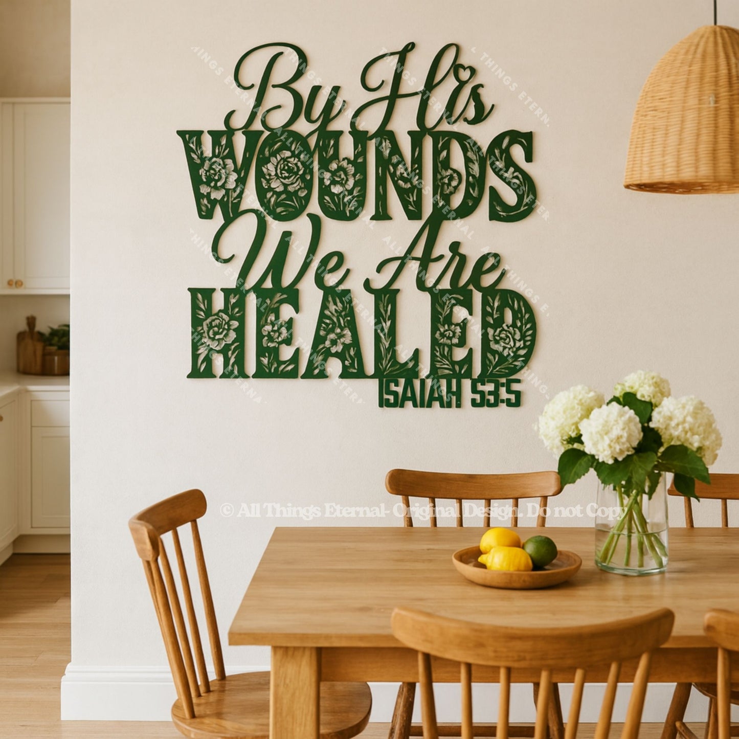 Isaiah 53:5 Metal Wall Art – Modern Christian Bible Verse Home Decor