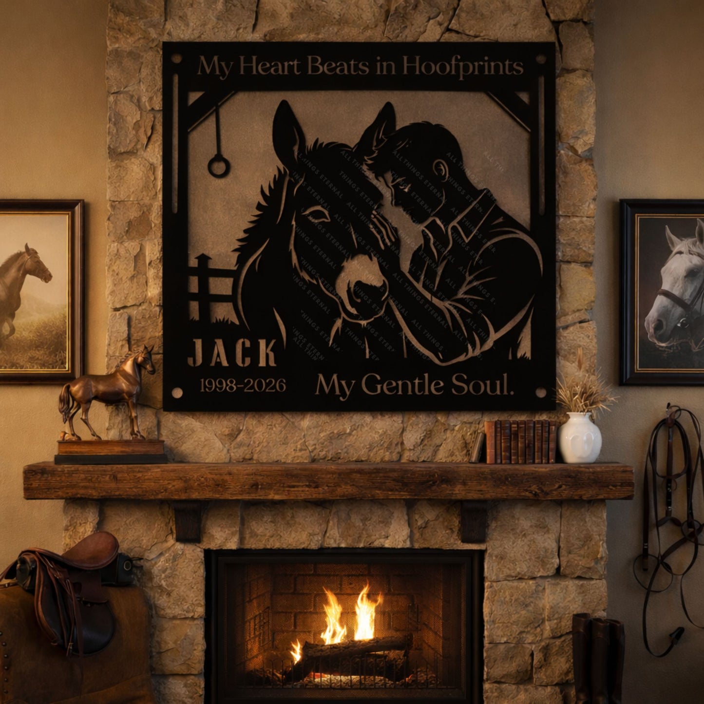 Personalized Donkey Memorial Metal Sign – My Heart Beats in Hoofprints