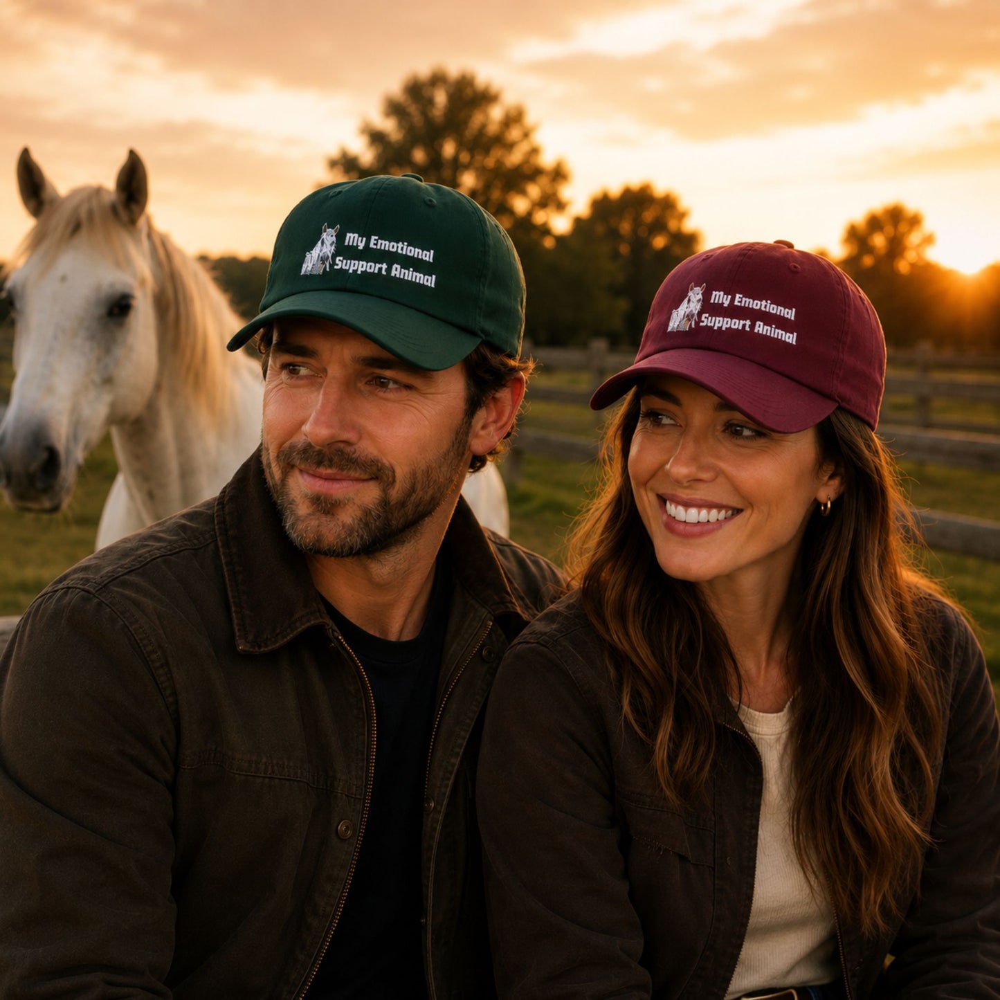 Dad Cap - My Emotional Support Animal ' Embroidered White Baseball Hat