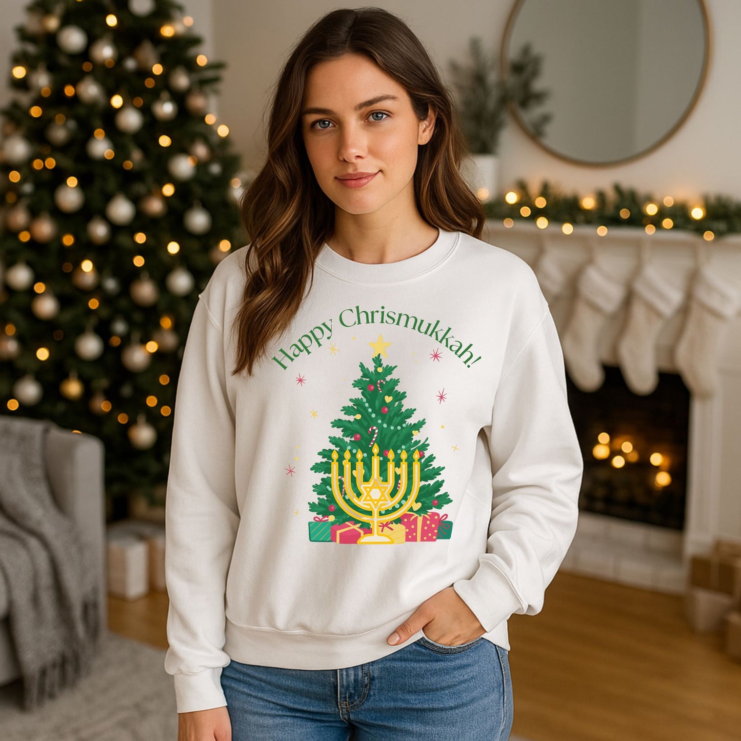Happy Chrismukkah Unisex Sweatshirt | Interfaith Holiday Sweater