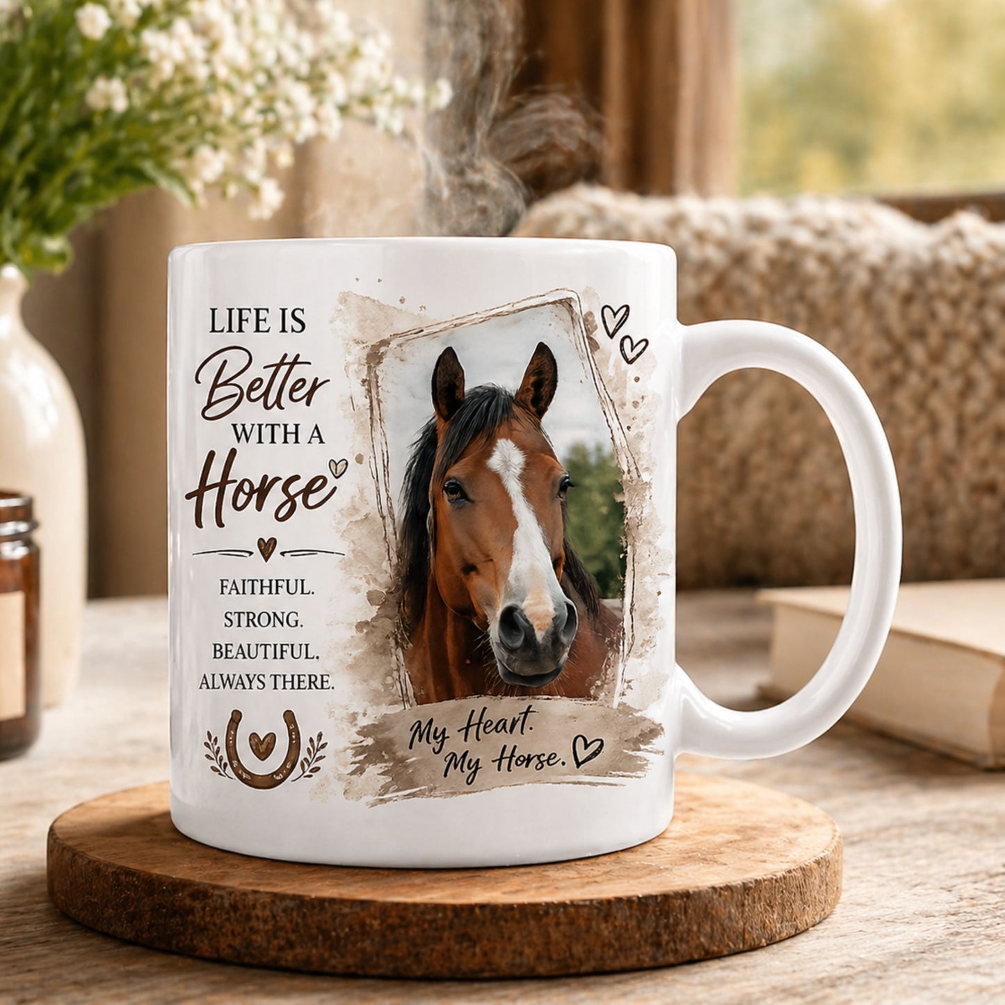 Custom Horse Photo Mug – Personalized Gift for Horse Lovers