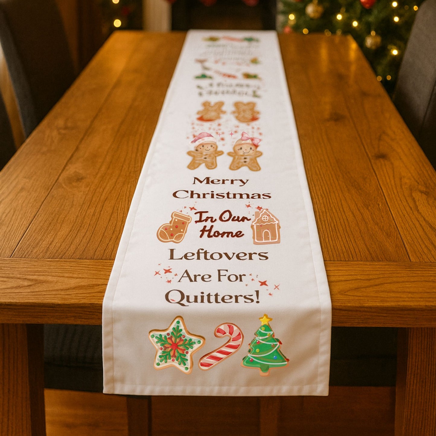 Leftovers Are for Quitters  Funny Christmas Table Runner