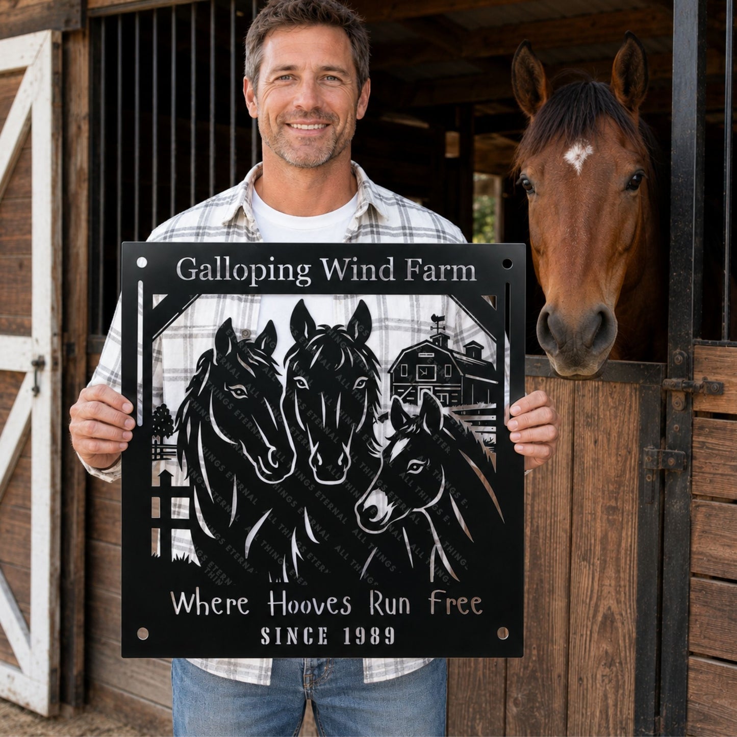 Personalized Horse Farm Metal Sign | Custom Ranch Name Decor