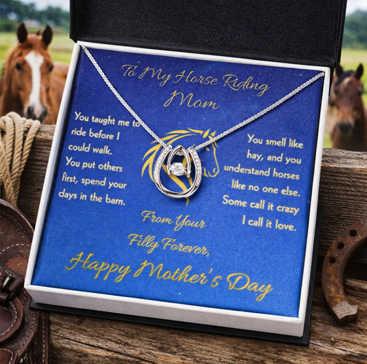 To My Horse Mom - Lucky Horseshoe Necklace - Mother's Day Gift