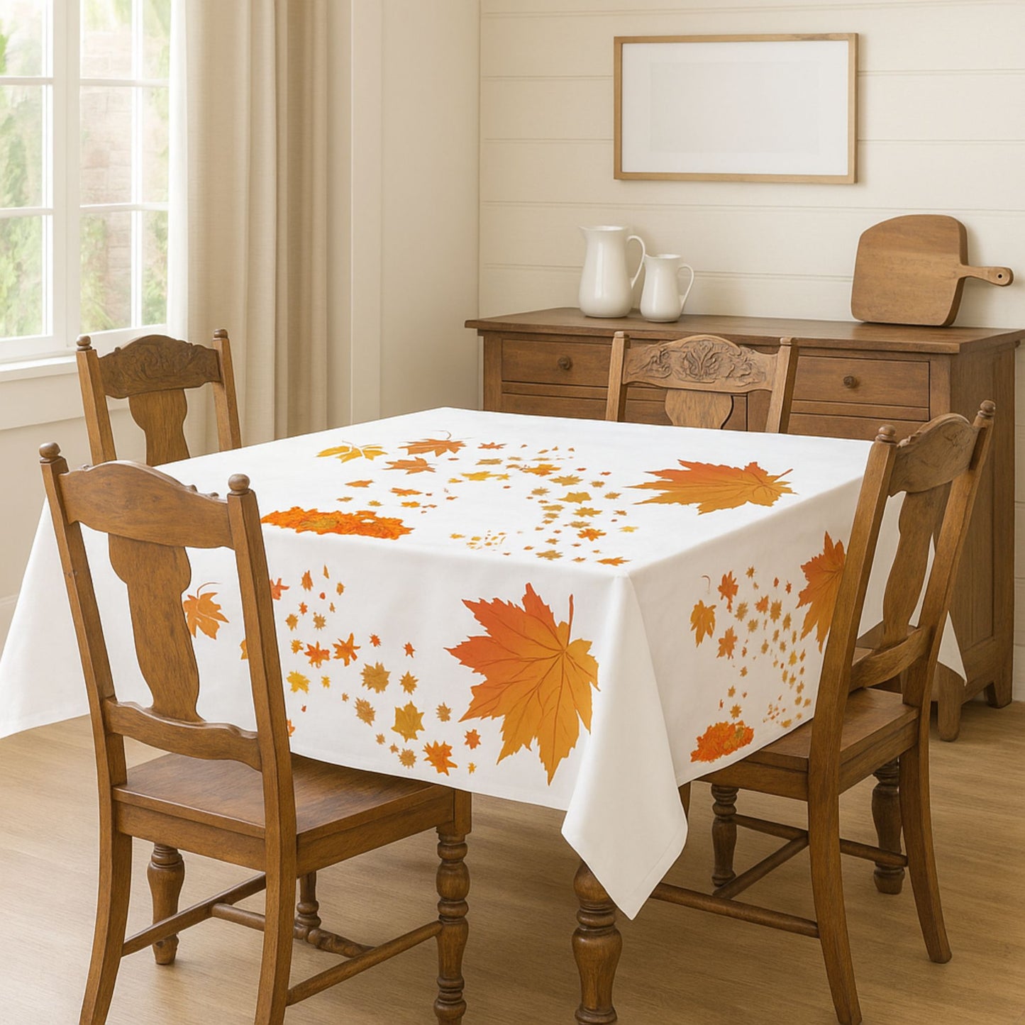 Autumn Fall Leaves Tablecloth | Thanksgiving & Family Dinner Decor