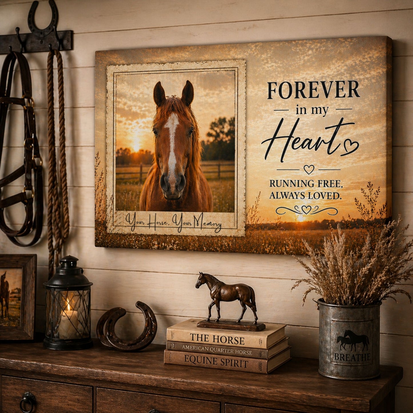 Personalized Horse Memorial Canvas | Custom Photo Gift for Horse Lovers