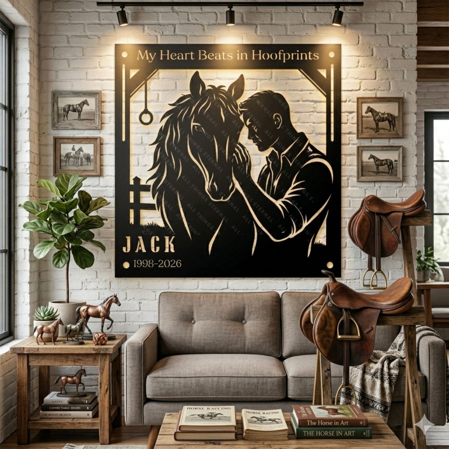Personalized Horse Memorial Metal Sign – My Heart Beats in Hoofprints