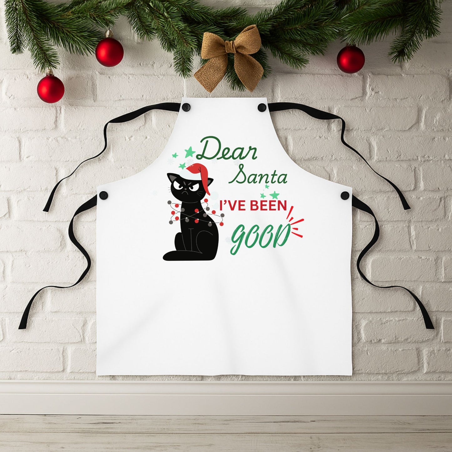 Funny Cat "I've Been Good" Christmas Apron | Cooking Gift for Cat Lovers