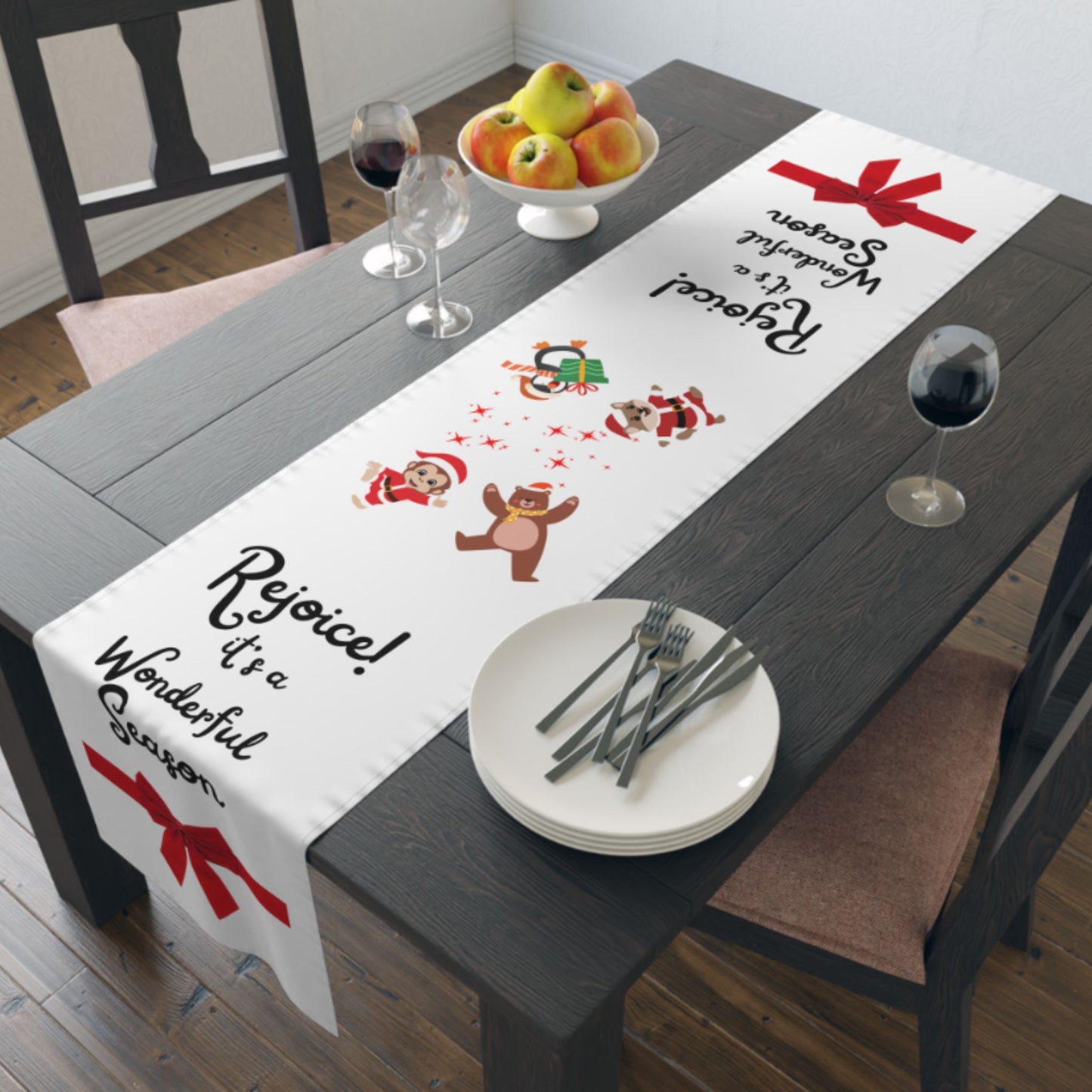 Rejoice Wonderful Season Christmas Table Runner | Holiday Decor