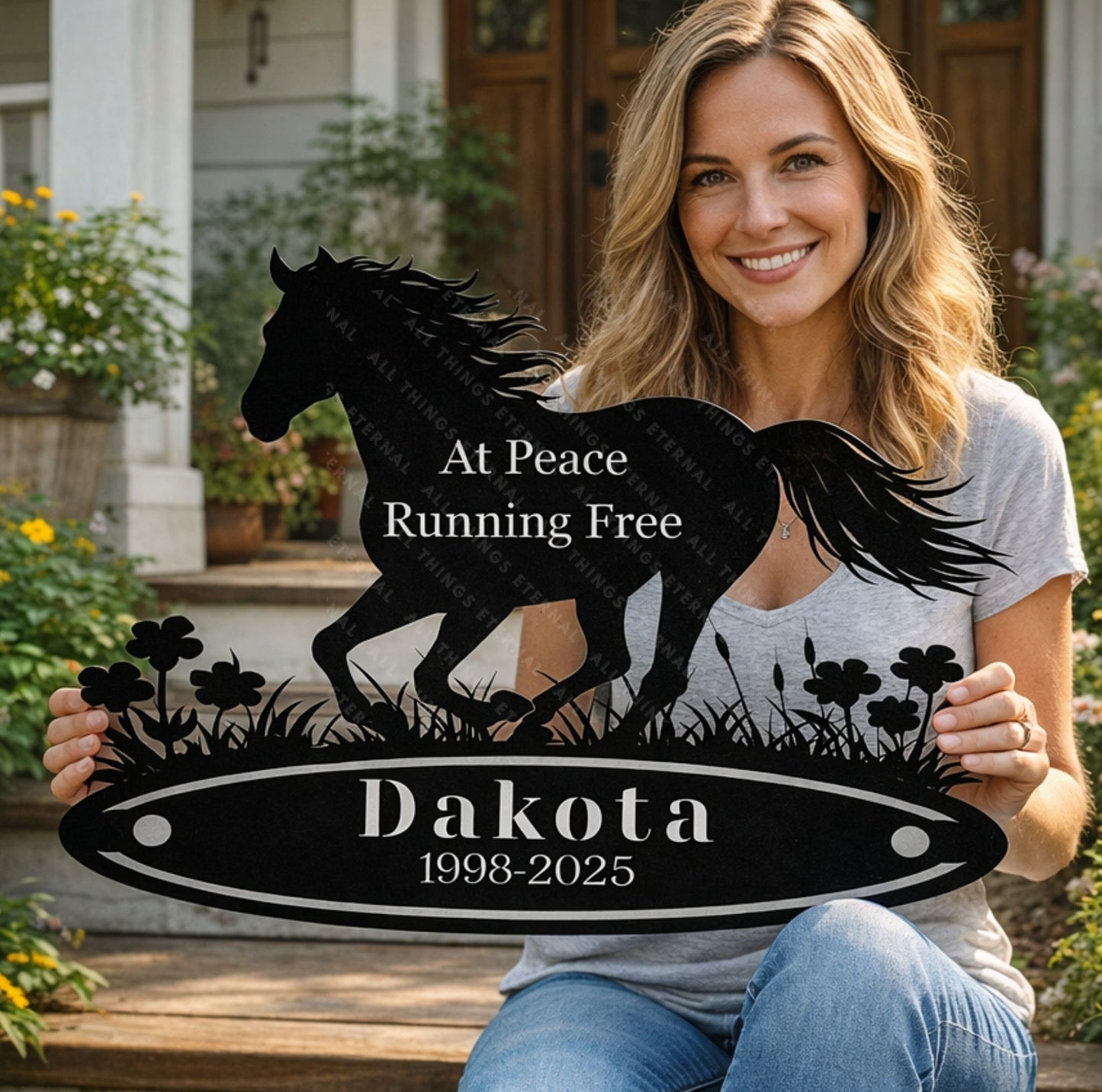 Personalized Horse Memorial Metal Sign – Custom Name & Dates