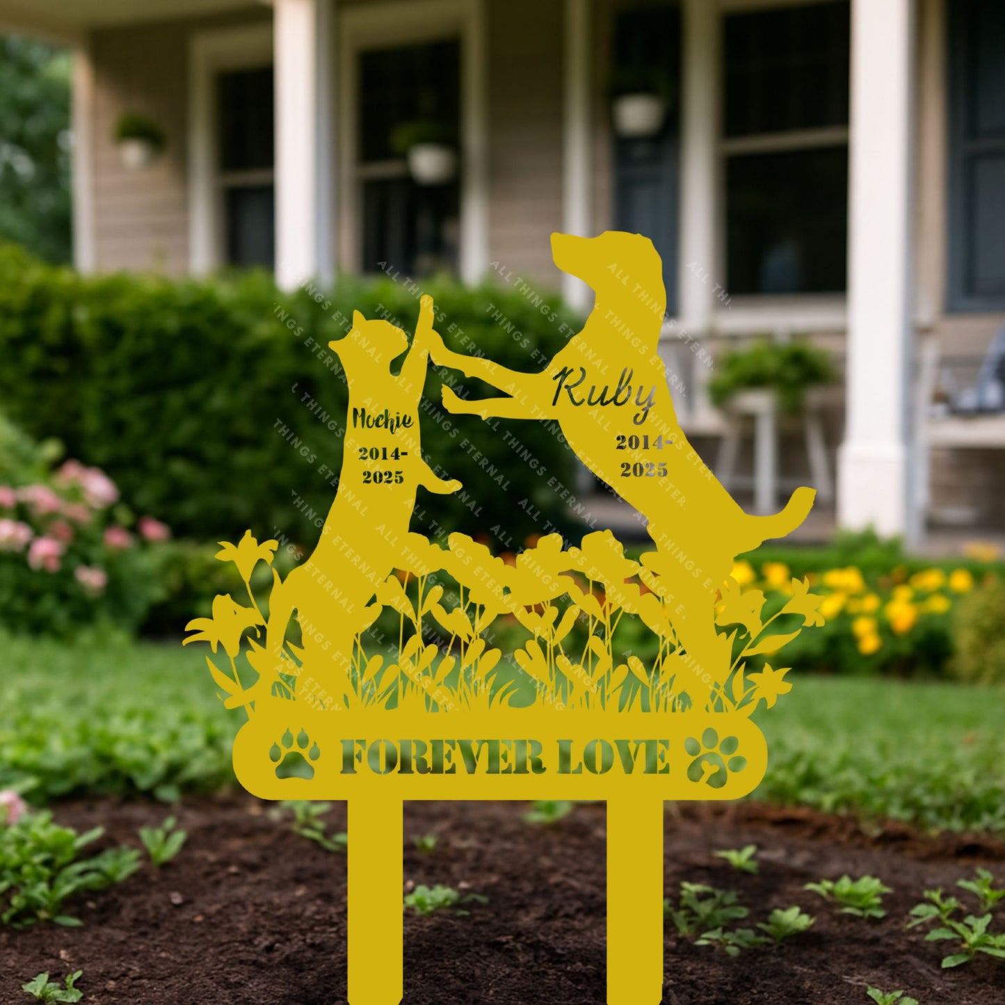 Custom Pet Memorial Grave Marker – Personalized Dog & Cat Metal Sign