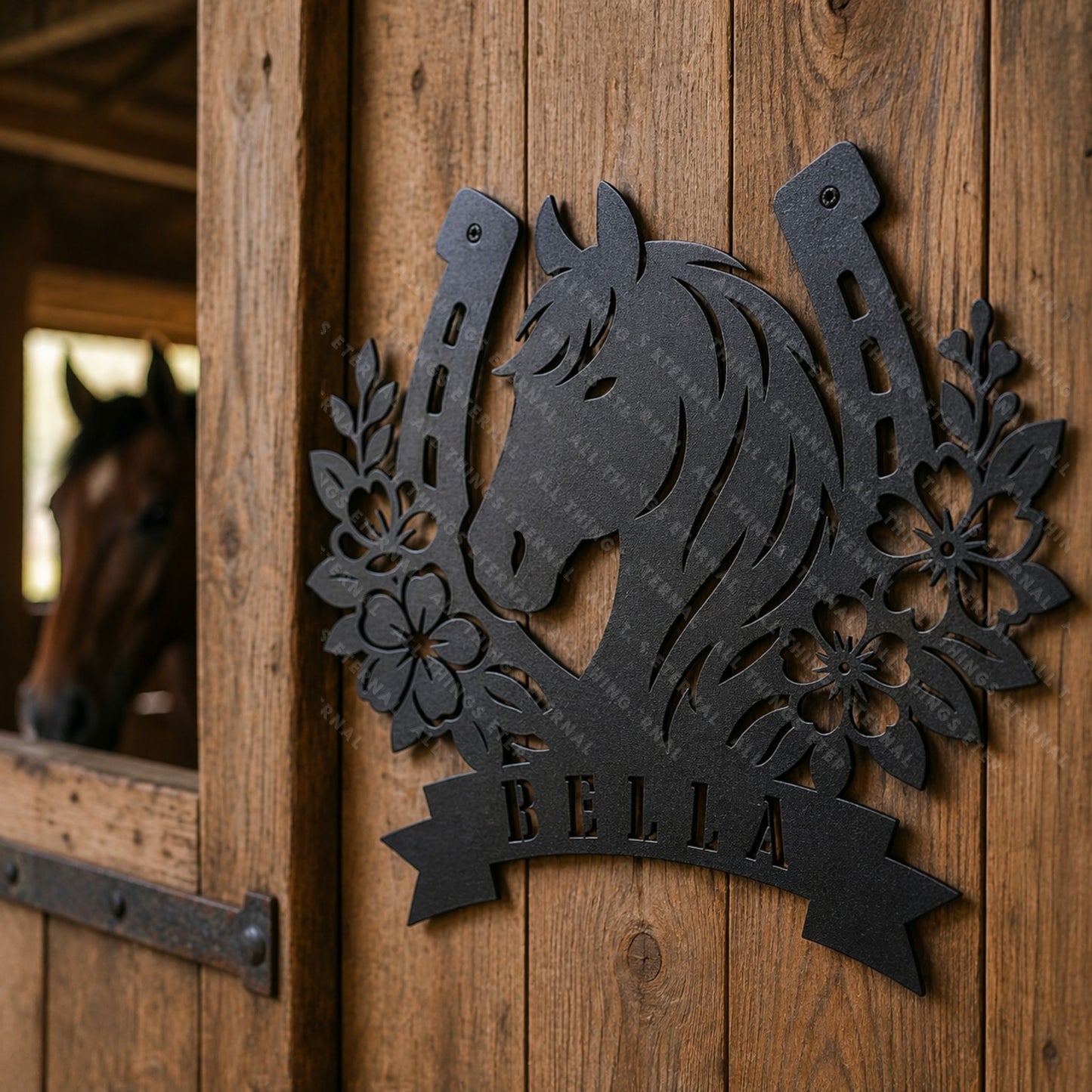Personalized Horse Stall Name Sign – Custom Metal Horse Name Plaque – Equestrian Barn Decor – Horse Lover Gift