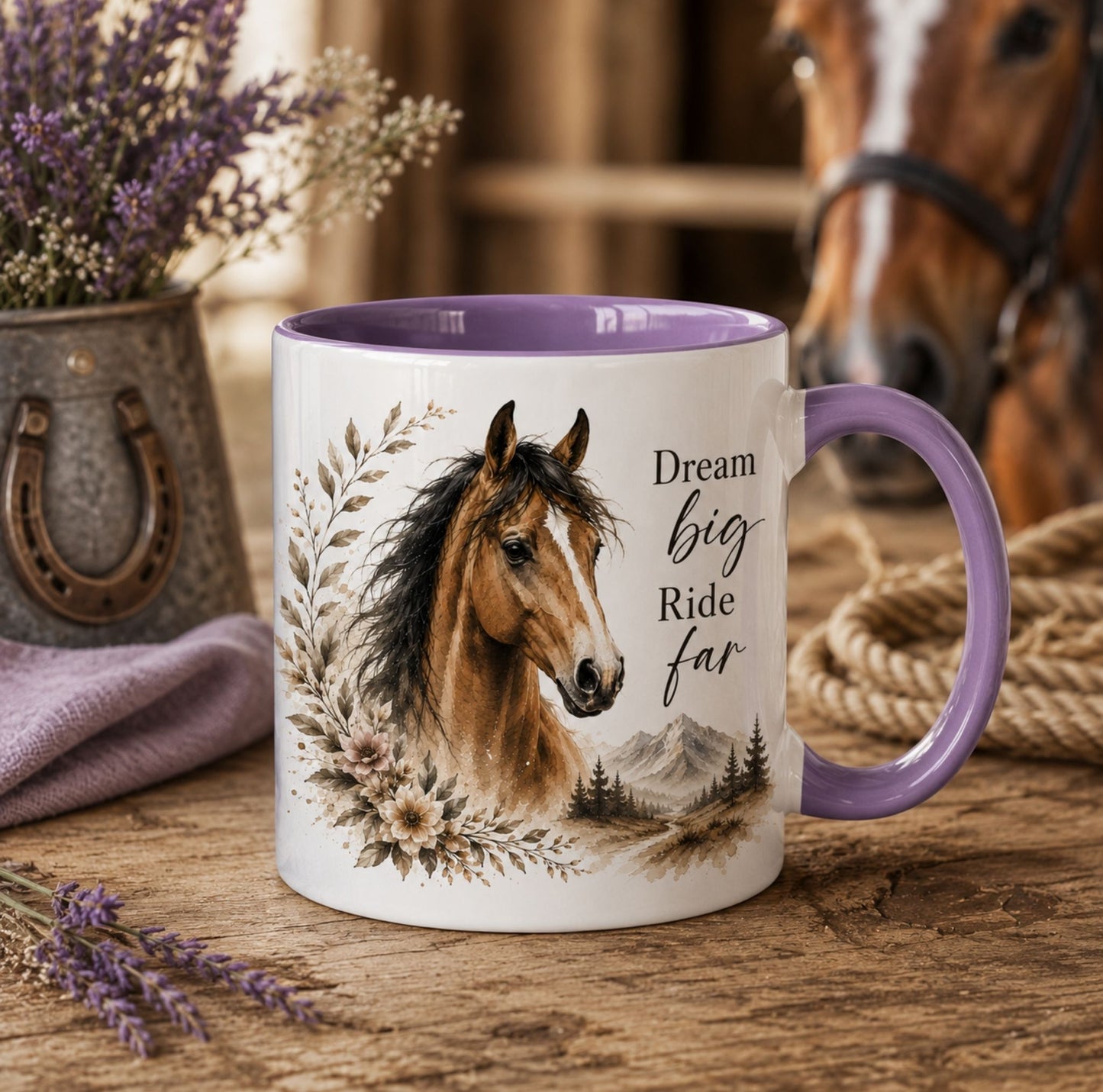 Dream Big Ride Far Horse Mug – Western Equestrian Coffee Cup