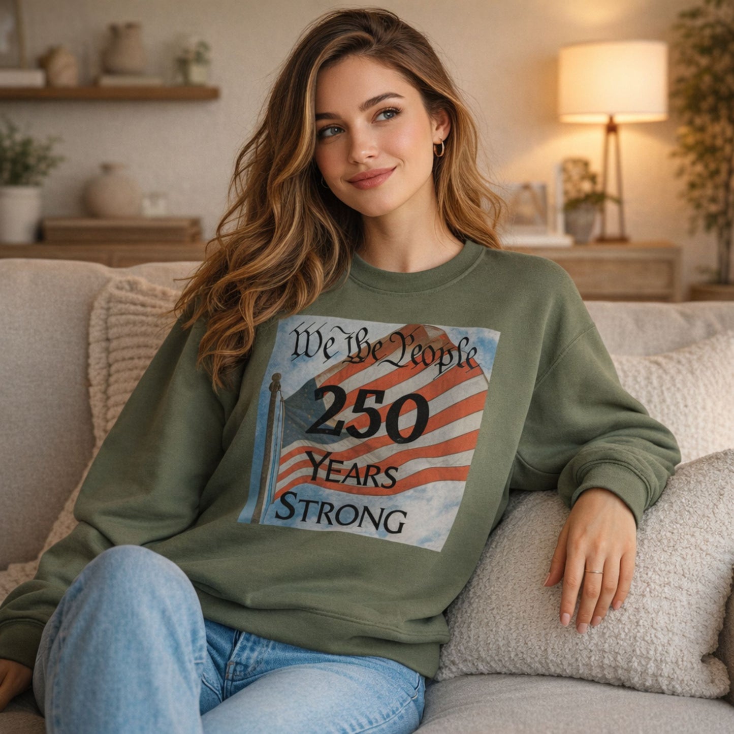 250 Years Strong Sweatshirt — "We the People" American Flag Crewneck